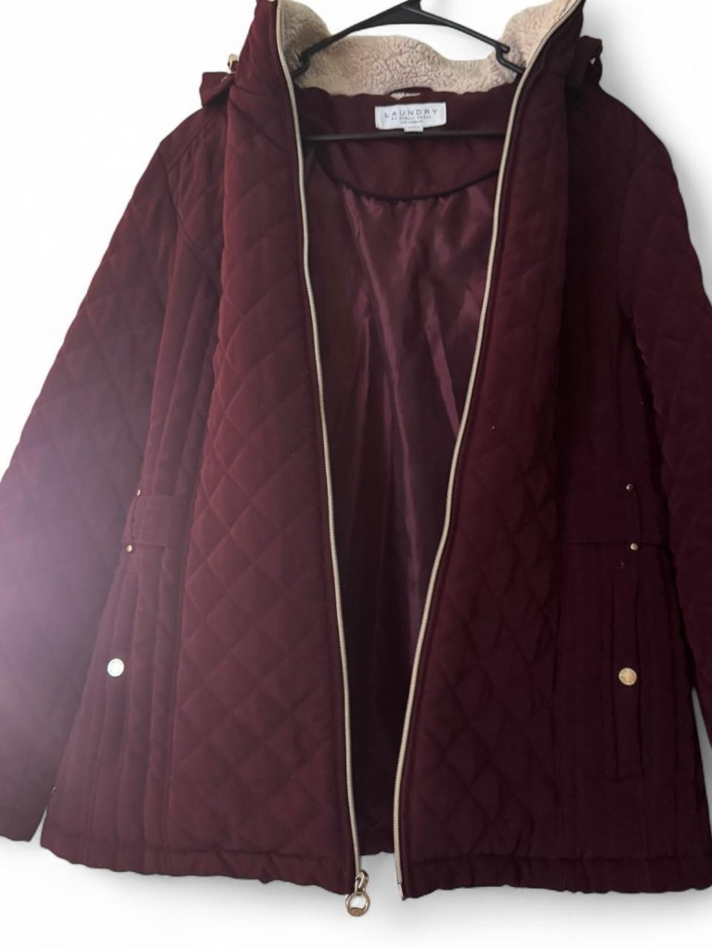Laundry By Shelli Segal Quilted Hooded Puffer Jacket - Deep Burgundy